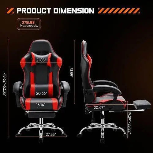 Ergonomic PU Leather Gaming Chair - Adjustable & Stylish - GiFTiFY