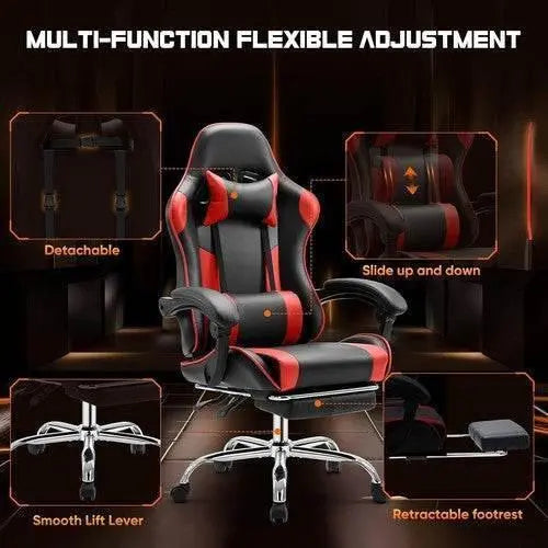 Ergonomic PU Leather Gaming Chair - Adjustable & Stylish - GiFTiFY