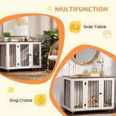 Portable Modern Dog Crate End Table with Wheels - GiFTiFY