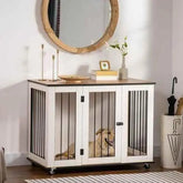 Portable Modern Dog Crate End Table with Wheels - GiFTiFY