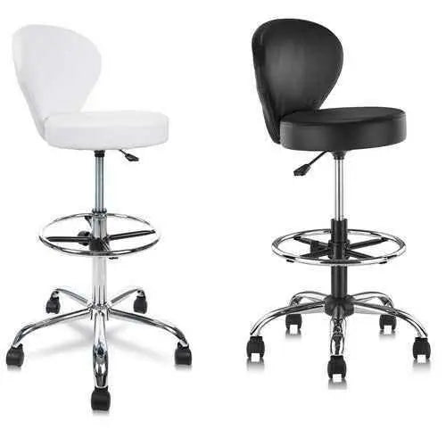 Ergonomic Rolling Spa Stool with Backrest & Footrest - GiFTiFY