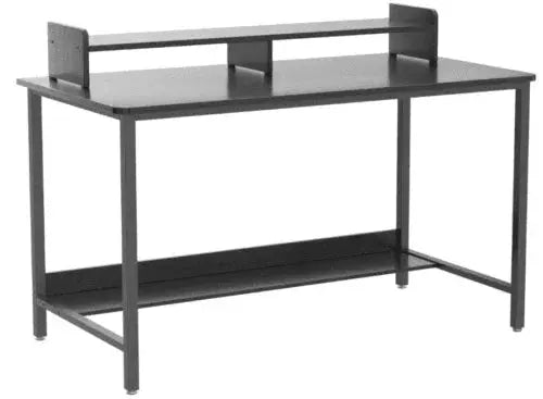 Stylish Black Computer Desk with Storage Shelves - GiFTiFY