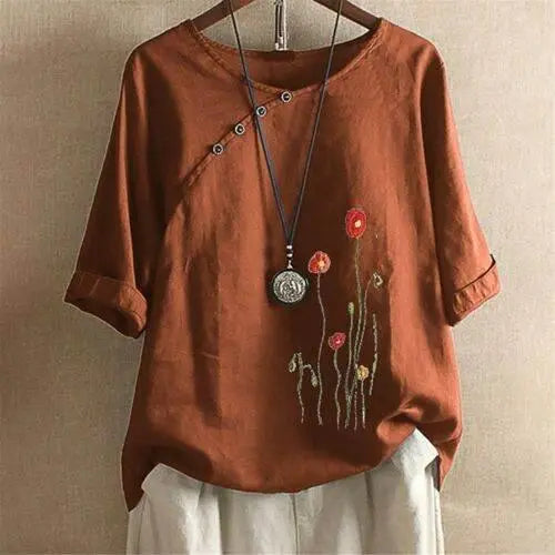 Fashion Women Summer Short Sleeve T-Shirt Tops Casual Blouse Tee Shirt Plus Size by Zopi