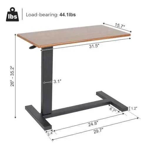 Adjustable Overbed Table with Wheels - Laptop & Tray Stand - GiFTiFY