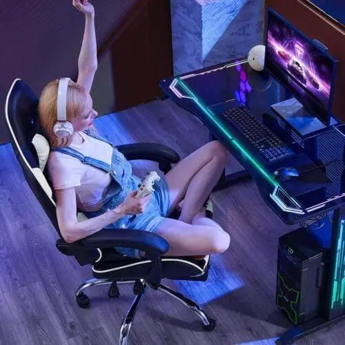 Ergonomic PU Leather Gaming Chair - Adjustable & Stylish - GiFTiFY