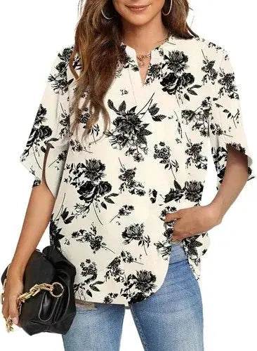 Women's Summer Tops Short Sleeve Casual Shirts V Neck Chiffon Dressy Blouse Tops Shirts by Zopi / AliExpress