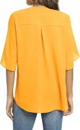 Women's Summer Tops Short Sleeve Casual Shirts V Neck Chiffon Dressy Blouse Tops - GiFTiFY