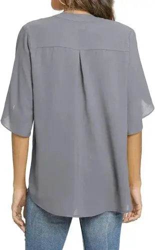 Women's Summer Tops Short Sleeve Casual Shirts V Neck Chiffon Dressy Blouse Tops - GiFTiFY
