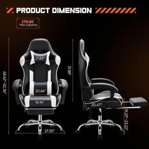 Ergonomic PU Leather Gaming Chair - Adjustable & Stylish - GiFTiFY