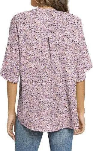 Women's Summer Tops Short Sleeve Casual Shirts V Neck Chiffon Dressy Blouse Tops - GiFTiFY