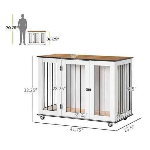 Portable Modern Dog Crate End Table with Wheels Modern Dog Crate by Zopi