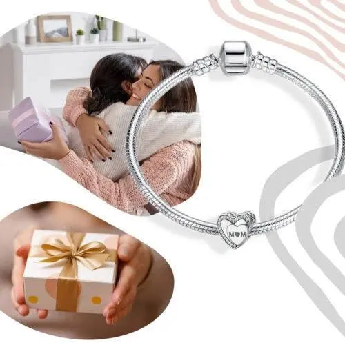 S925 Sterling Silver CharmsTo Mom Heart Charm For Women Jewelry Bracelet Necklace Accessories by Zopi