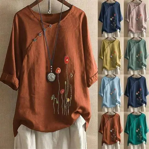Fashion Women Summer Short Sleeve T-Shirt Tops Casual Blouse Tee Shirt Plus Size by Zopi