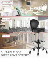 Ergonomic Rolling Spa Stool with Backrest & Footrest - GiFTiFY