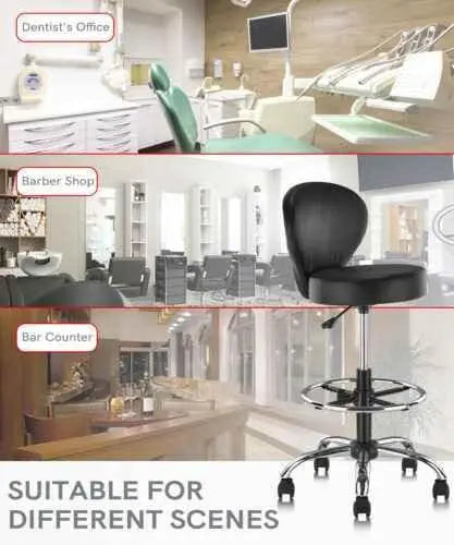 Ergonomic Rolling Spa Stool with Backrest & Footrest - GiFTiFY