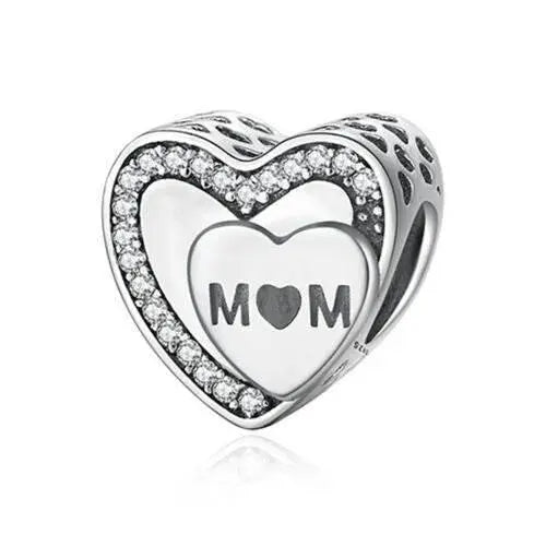 S925 Sterling Silver CharmsTo Mom Heart Charm For Women Jewelry Bracelet Necklace Accessories by Zopi