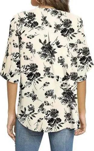 Women's Summer Tops Short Sleeve Casual Shirts V Neck Chiffon Dressy Blouse Tops - GiFTiFY