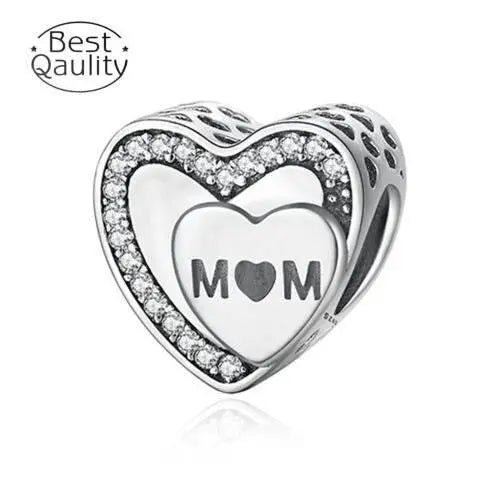 S925 Sterling Silver CharmsTo Mom Heart Charm For Women Jewelry Bracelet Necklace Accessories by Zopi