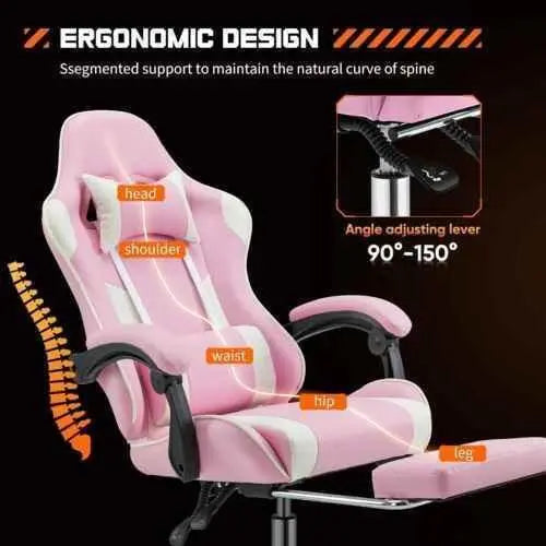 Ergonomic PU Leather Gaming Chair - Adjustable & Stylish - GiFTiFY