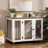 Portable Modern Dog Crate End Table with Wheels - GiFTiFY