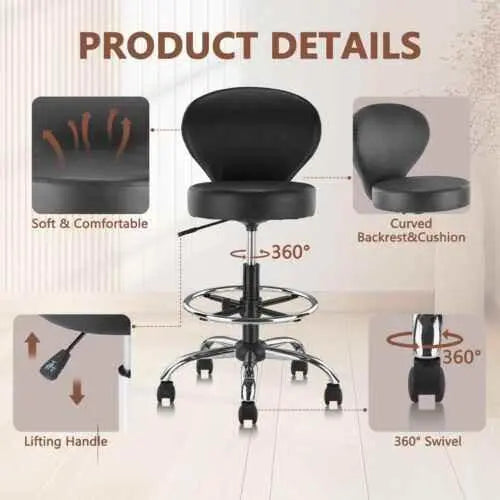 Hydraulic Spa Salon Chair with Backrest & Footrest - GiFTiFY
