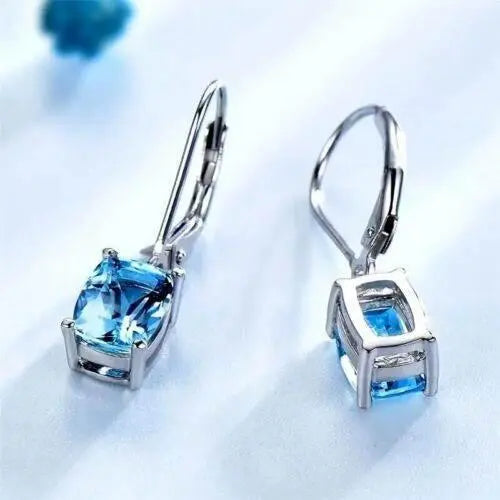 Fashion Women Blue Zircon Drop Dangle Earrings Jewelry Accessories Gift New Blue Zircon Drop Dangle Earrings by Zopi