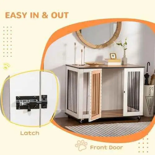 Portable Modern Dog Crate End Table with Wheels - GiFTiFY