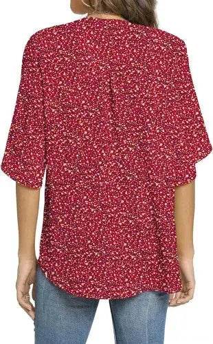 Women's Summer Tops Short Sleeve Casual Shirts V Neck Chiffon Dressy Blouse Tops - GiFTiFY