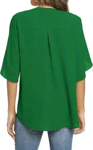 Women's Summer Tops Short Sleeve Casual Shirts V Neck Chiffon Dressy Blouse Tops Shirts by Zopi / AliExpress