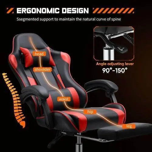 Ergonomic PU Leather Gaming Chair - Adjustable & Stylish - GiFTiFY