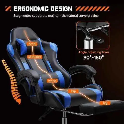Ergonomic PU Leather Gaming Chair - Adjustable & Stylish Leather Gaming Chair by Zopi