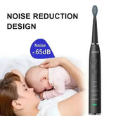 Seago Electric Sonic Toothbrush Black with Case - GiFTiFY