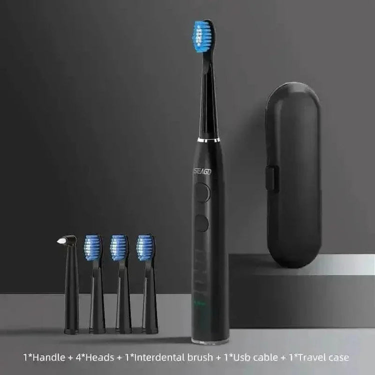 Seago Electric Sonic Toothbrush Black with Case - GiFTiFY