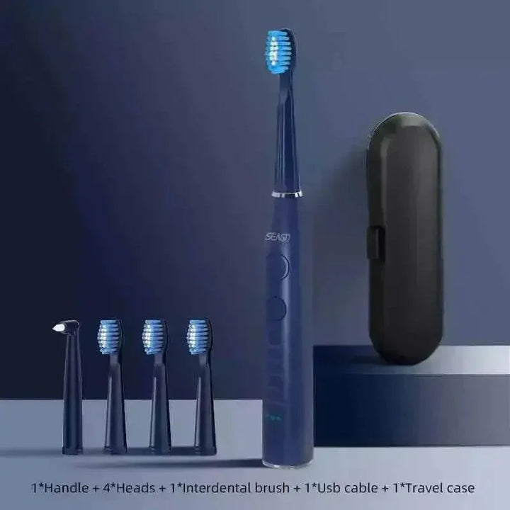 Seago Electric Sonic Toothbrush Black with Case - GiFTiFY