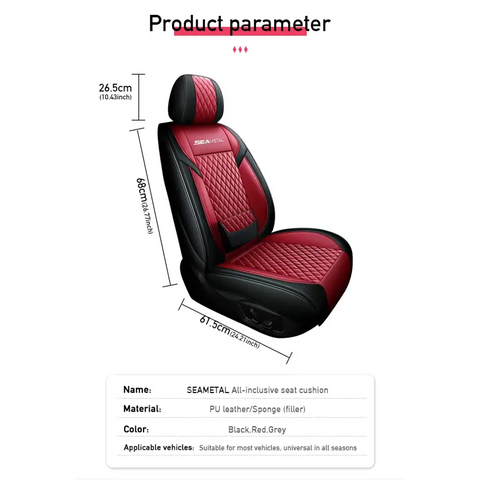 SEAMETAL 3Pcs Car Seat Cover Full Set Breathable Leather Vehicle Seat Cushion Anti Slip Seat Protector Universal