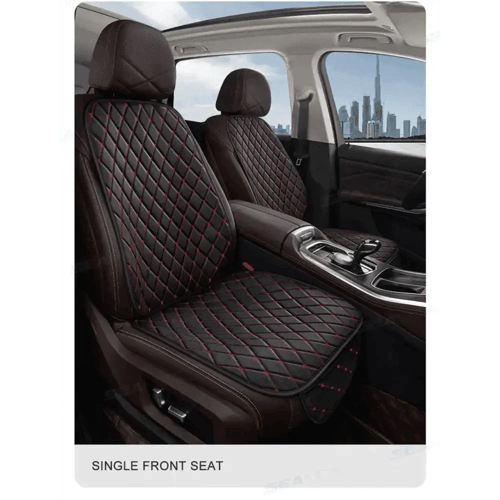 Black Quilted Leather Car Seat Covers - GiFTiFY