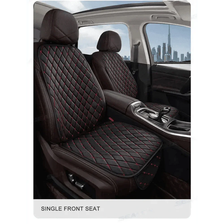 Black Quilted Leather Car Seat Covers - GiFTiFY
