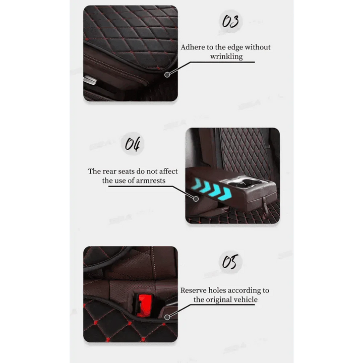 Black Quilted Leather Car Seat Covers - GiFTiFY