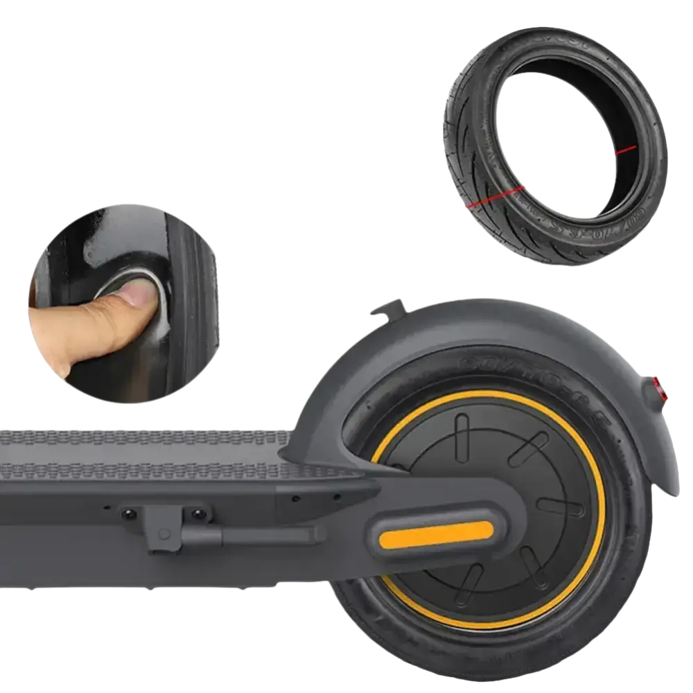 Self-repairing tubeless scooter tire.