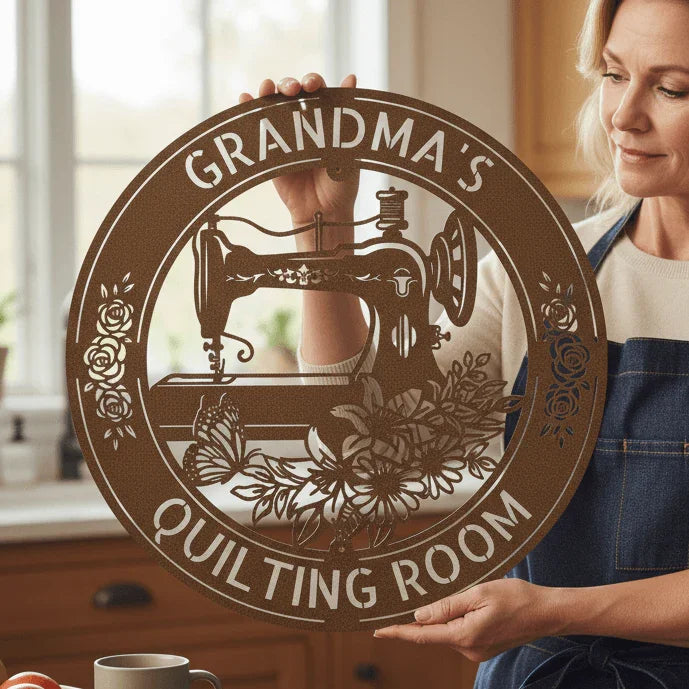 Sewing Sign - Personalized Metal Sign for Quilting Room Decor - GiFTiFY