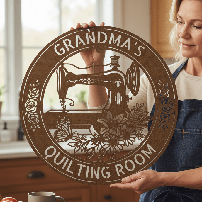 Sewing Sign - Personalized Metal Sign for Quilting Room Decor - GiFTiFY