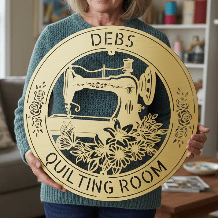 Sewing Sign - Personalized Metal Sign for Quilting Room Decor - GiFTiFY