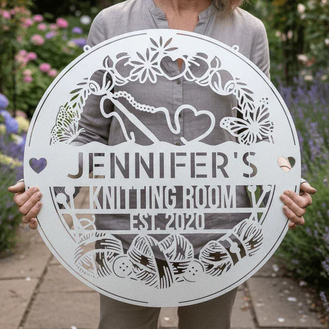 Crochet Craft Room Custom Metal Sign – Unique Decor for Yarn Lovers - GiFTiFY