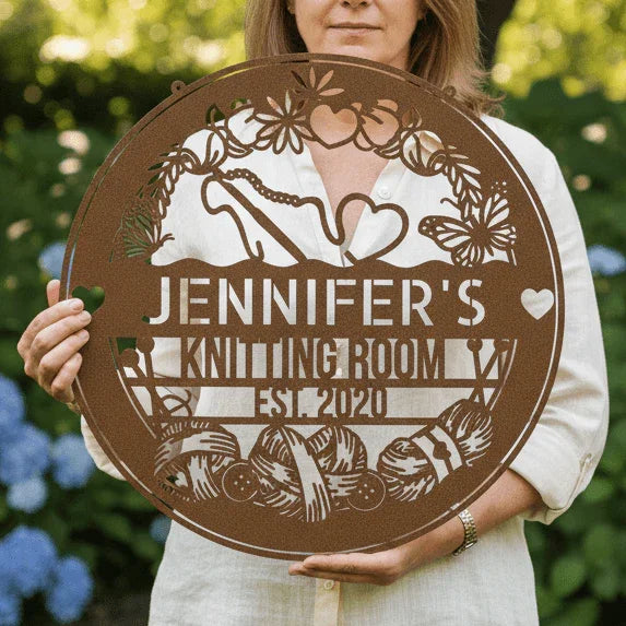 Crochet Craft Room Custom Metal Sign – Unique Decor for Yarn Lovers - GiFTiFY