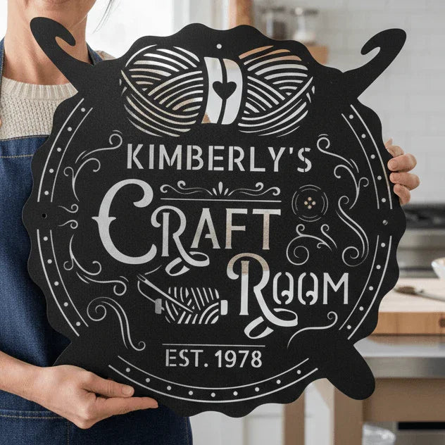 Crochet & Craft Room Custom Metal Sign – Sewing Room Decor - GiFTiFY
