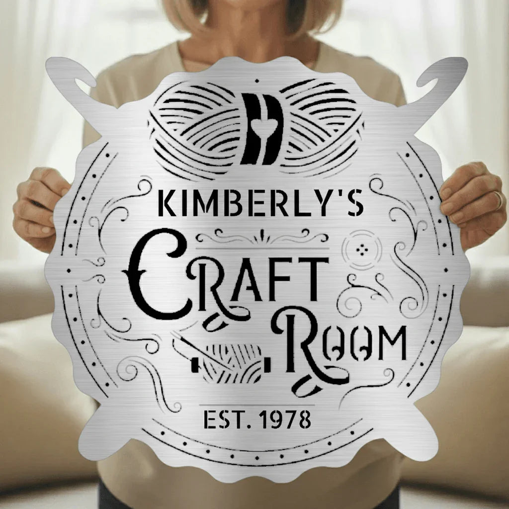 Crochet & Craft Room Custom Metal Sign – Sewing Room Decor - GiFTiFY