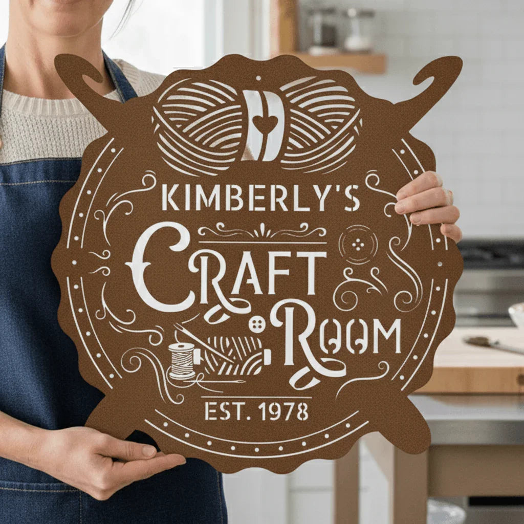 Crochet & Craft Room Custom Metal Sign – Sewing Room Decor - GiFTiFY