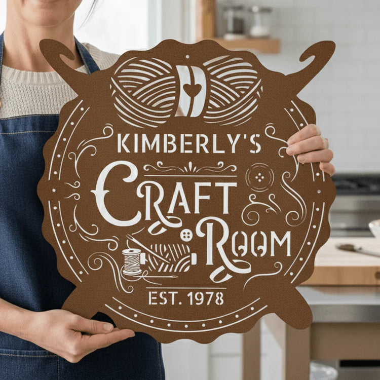 Crochet & Craft Room Custom Metal Sign – Sewing Room Decor - GiFTiFY