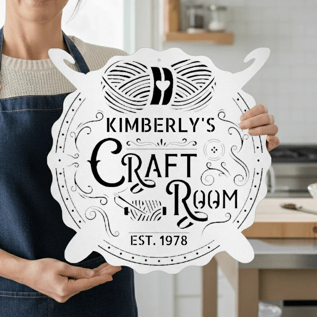 Crochet & Craft Room Custom Metal Sign – Sewing Room Decor - GiFTiFY
