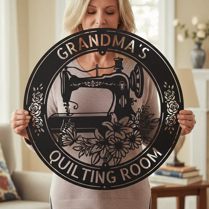 Sewing Sign - Personalized Metal Sign for Quilting Room Decor - GiFTiFY